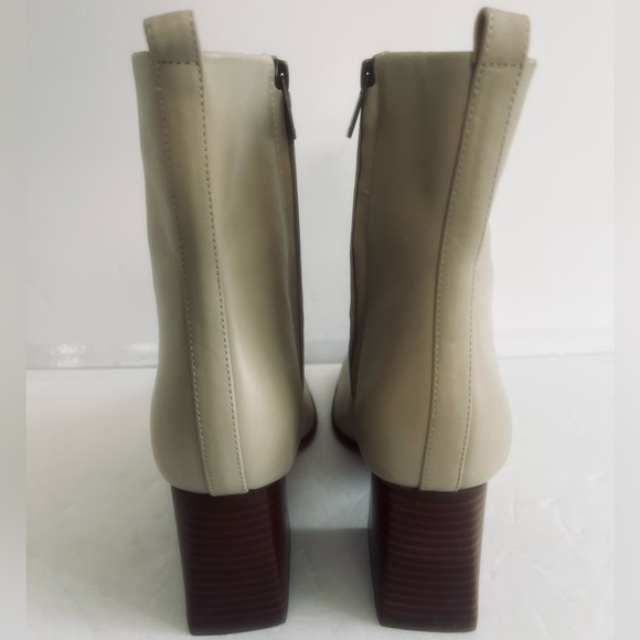 Marc Fisher Floria Cream LEATHER Ankle Bootie Stacked Block Heel Size 11 NEW - Picture 8 of 13